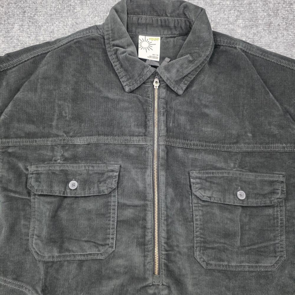 Offline Aerie Shacket Womens XS Black Gray Corduroy 1/2 Zip Utility Oversized - Picture 11 of 16